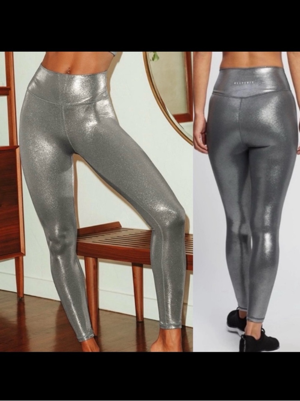 All Fenix X Anthropologie Liquid Foil Shine High Rise 7/8 Leggings: Silver